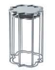 Silver mirrored side table set with metal frame, 55x55cm, modern home decor accent by Sostter at brixbailey.com