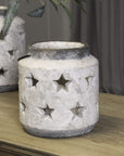 Handcrafted Bloomville Stone Star Lantern Vase in natural ceramic with organic texture, 19cm tall by Sostter at brixbailey.com