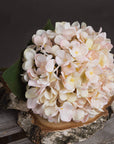 Hand-painted cream and blush hydrangea stem with realistic petals, perfect for home decor or weddings. by Sostter at brixbailey.com
