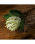 Handcrafted white faux protea flower with ultra-realistic petals, 73 cm tall, for elegant zero-maintenance home decor. by sostter at brixbailey.com