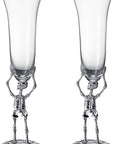 Stemmed Skeleton Champagne Flute Glass | Set of 2 | 7.5oz Halloween Skeleton Glasses 10" H, Goth Gifts, Skeleton Gifts, Skeleton Decor, Spooky Wine Gift Set, Perfect for Halloween Themed Parties-3