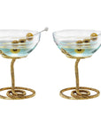 Snake Serpent Cocktail Glasses - 2 Set Gold Design Unique Reptile Inspired Barware - Themed Parties Gothic Décor Snake Lover Gifts or Spooky Drinking Glasses Perfect for Mixed Drinks and Entertaining-0