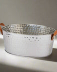 Silver champagne cooler with hand-hammered metal and leather handles, elegant ice bucket for entertaining (124 chars) by RoomLondon at brixbailey.com