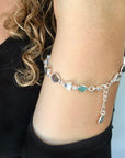 Silver Sara Mixed Gemstone Nugget Bracelet Pariba Onyx, Labradorite & Moonstone