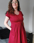 Burgundy Cotton Breastfeeding Dress | Nursing Dress | Knee Length Feeding Dress