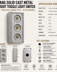3 Gang 2 Way Solid Cast Metal Conduit Toggle Light Switch