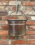 Antique Copper Cauldron Pot with Riveted Iron Handle & Dovetail Planter Pot B