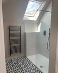 FAIZA black and white porcelain tile, luxury modern Moroccan floor and wall tiles, premium anti-slip outdoor and indoor tiles by Maria Starling Design at brixbailey.com