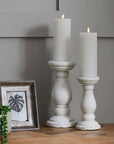 Minimalist white ceramic candle holder with clean lines and matte finish for modern decor by RoomLondon at brixbailey.com