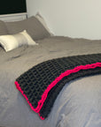 The Waffle Blanket Classic- Dark Grey & Hot Pink