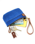 Blue Suede Pouch Wallet for Everyday Essentials