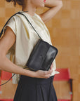 Ruby Black Leather Crossbody Purse