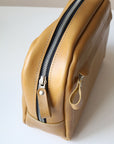 Mustard Leather Toiletry Travel Bag