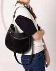 STELLA Leather Handbag - Black & Suede