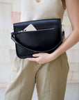 Black Shoulder Handbag with Crossbody Strap
