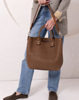 Cappuccino Leather Shoulder Handbag