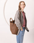 Cappuccino Leather Shoulder Handbag