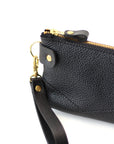 Unisex Black Pouch Wallet with Gold Details