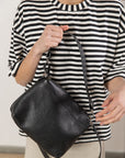 ROBIN Leather Handbag with Two Handles - Black