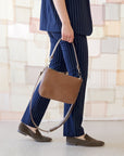 TOMMY Leather Bag with Two Handles - Cappuccino