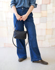 TOMMY leather bag with two handles - Black