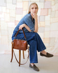 Robin Leather Handbag in Ginger Brown