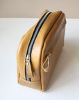 Mustard Leather Toiletry Travel Bag