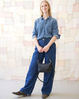 TOMMY leather bag with two handles - Black