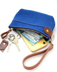 Blue Suede Pouch Wallet for Everyday Essentials