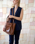 Durable Oversize Leather Handbag AMBER – Fits Laptop & More by TOKS VISOKS at www.brixbailey.com