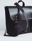 Black Leather City Backpack