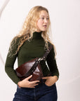 Leather Shoulder and Clutch Bag in Cognac