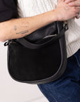 STELLA Leather Handbag - Black & Suede