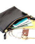 Unisex Black Pouch Wallet with Gold Details