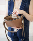 Leather Bag with Two Handles Cappuccino