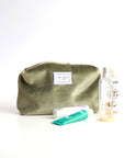 Olive Velvet Makeup Bag