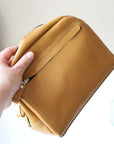 Mustard Leather Toiletry Travel Bag