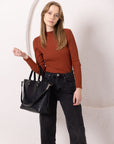MIGLE Leather Handbag - Dark Denim