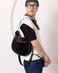 STELLA Leather Handbag - Black & Suede