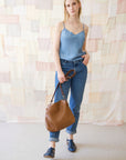 ROBIN Leather Handbag Large - Camel Brown