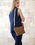 TOMMY Leather Bag with Two Handles - Cappuccino