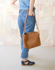 ROBIN Leather Handbag Large - Camel Brown