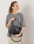 ROBIN Leather Handbag with Two Handles - Black