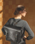 Black Leather City Backpack