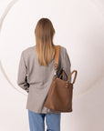 Cappuccino Leather Shoulder Handbag