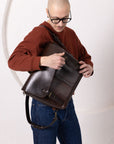 Chocolate Leather Backpack with Convertible Straps