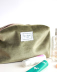 Olive Velvet Makeup Bag