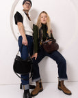 STELLA Leather Handbag - Black & Suede