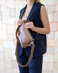 TOMMY Leather Bag with Two Handles - Cappuccino