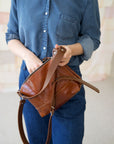 Robin Leather Handbag in Ginger Brown